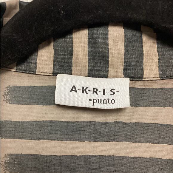 Akris Punto Brown Black Stripe Lightweight 100% Cotton Blouse Size 10 - Picture 3 of 5